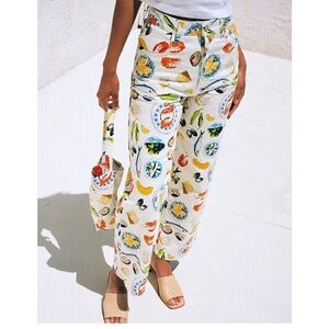 Lisa Says Gah Tapas Ivory Print Robyn Jeans Pants Denim Trousers Food Size 20